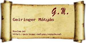 Geiringer Mátyás névjegykártya